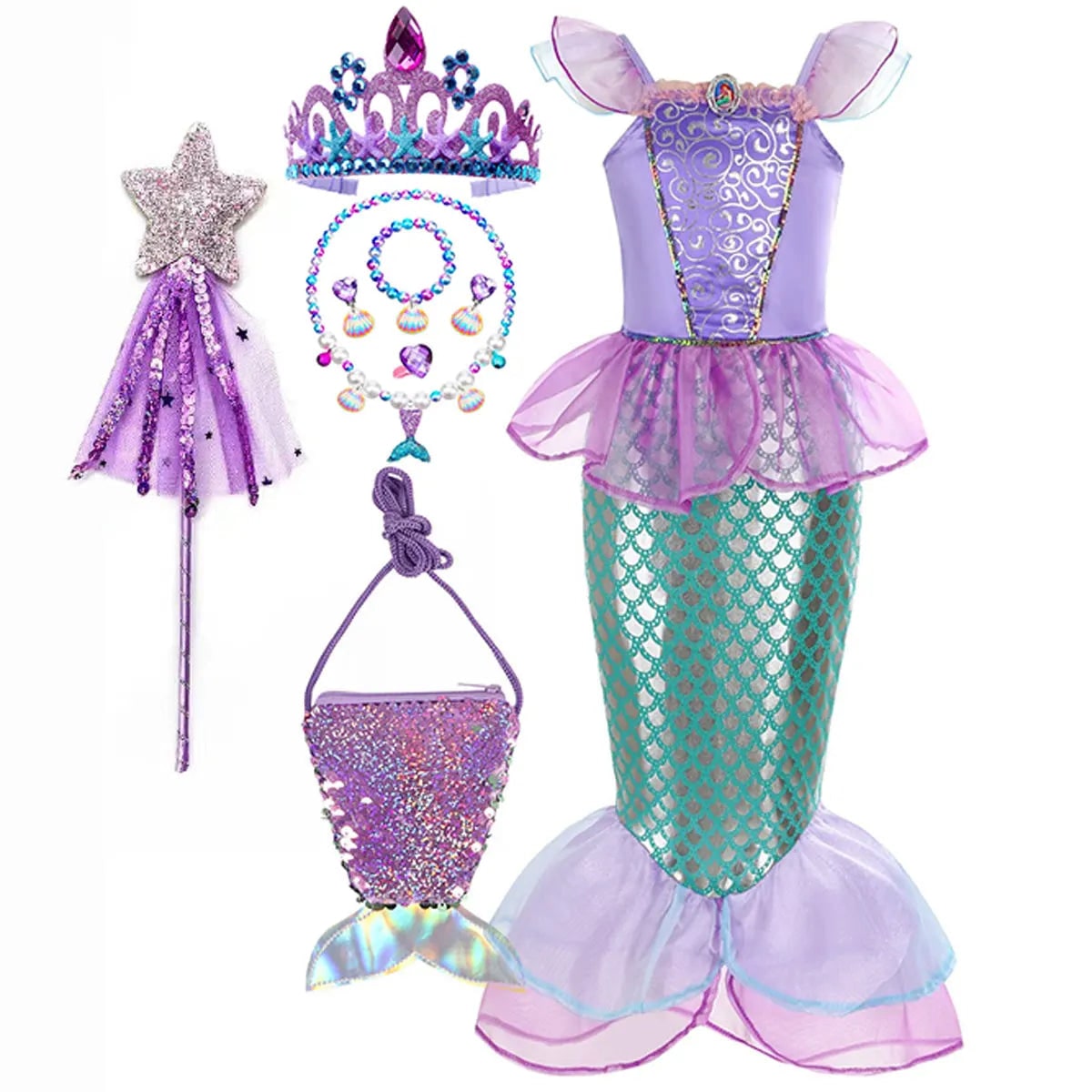 Halloween Costumes Girls Mermaid Dress Costume - Image 6