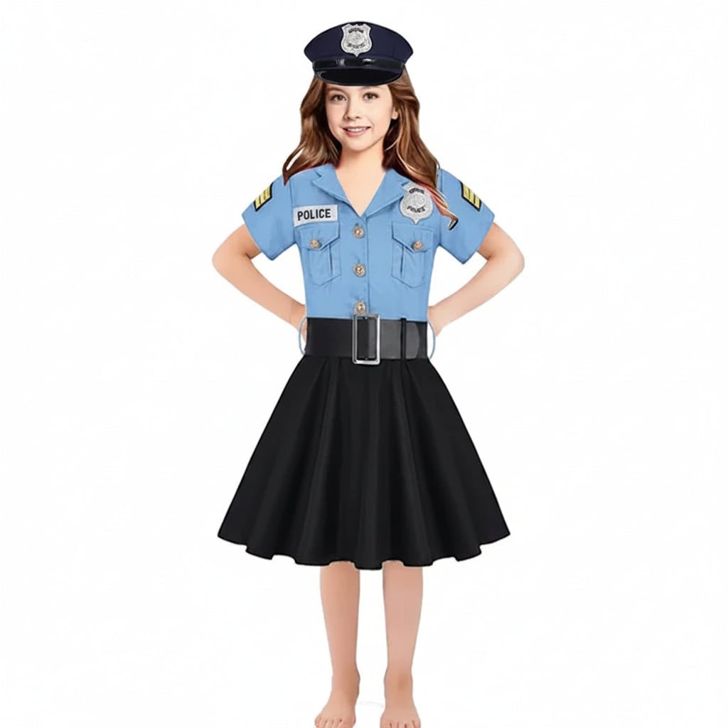 Halloween Costumes Girls Police Dress Role Play Outfit - Image 2