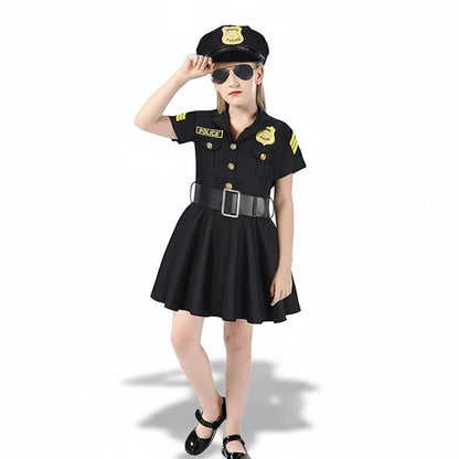 Halloween Costumes Girls Police Dress Role Play Outfit - Image 3