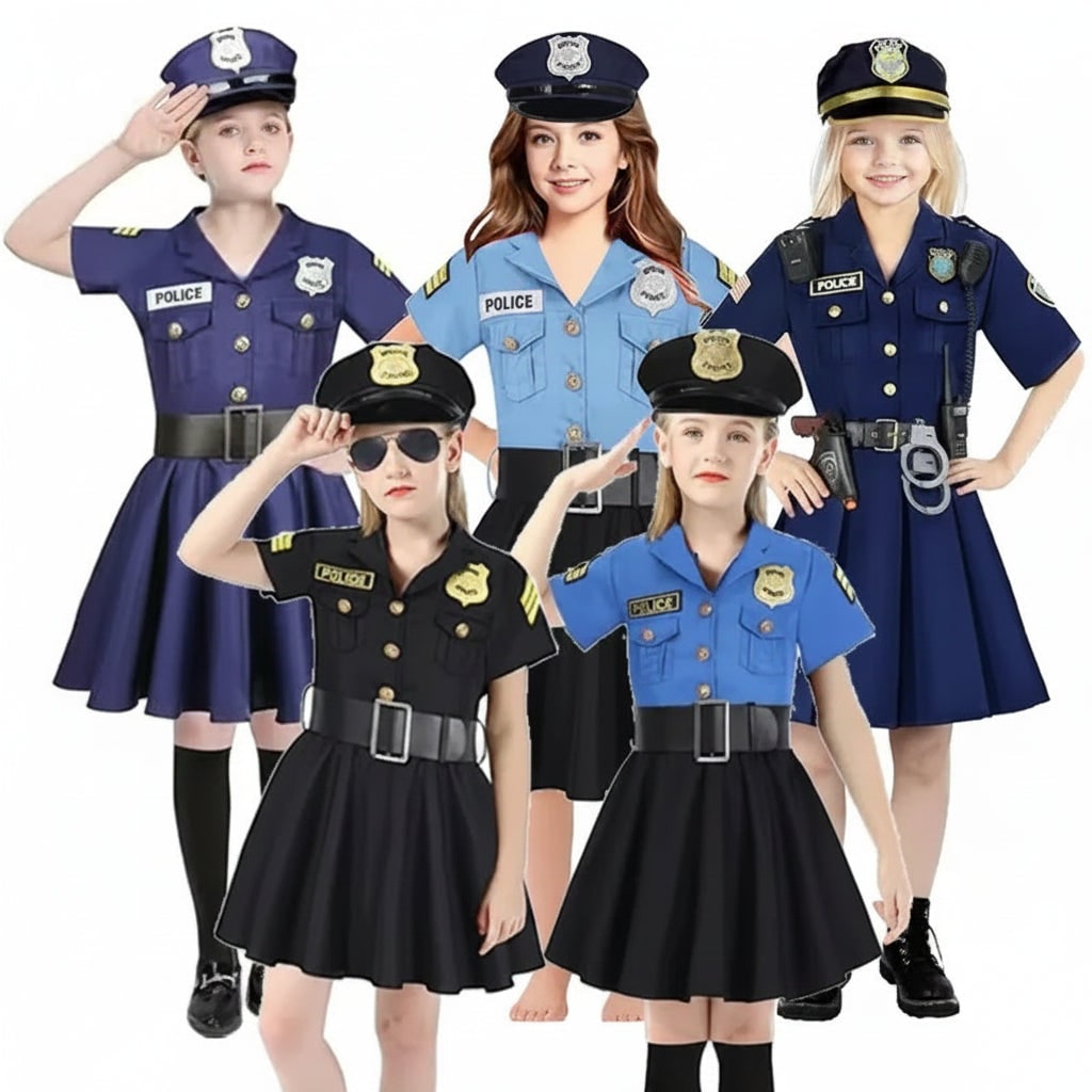 Halloween Costumes Girls Police Dress Role Play Outfit - Image 5