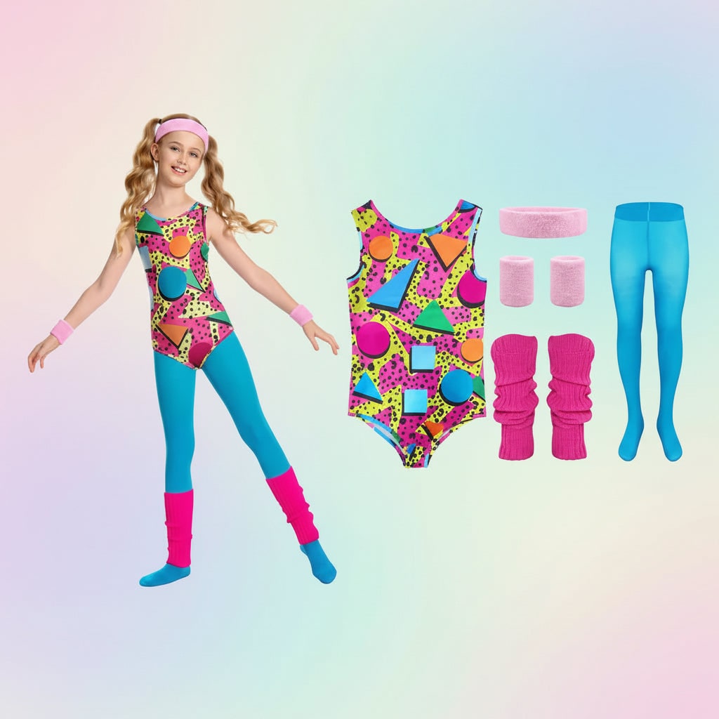 Halloween Costumes Girls Retro Fitness Outfit Set - Image 1
