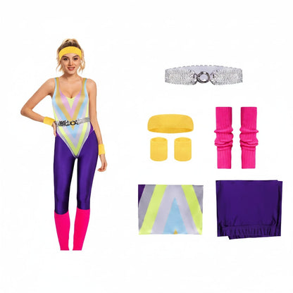 Halloween Costumes Girls Retro Fitness Outfit Set - Image 2