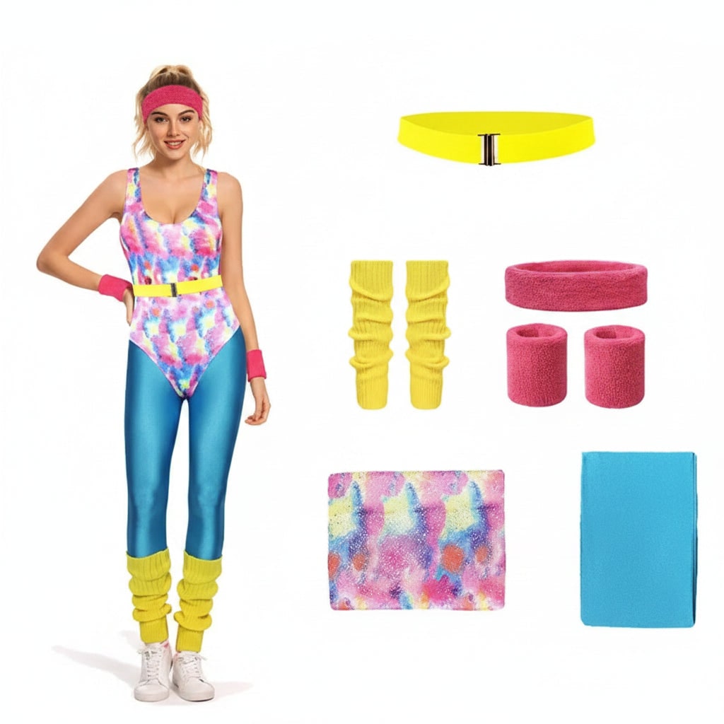 Halloween Costumes Girls Retro Fitness Outfit Set - Image 3