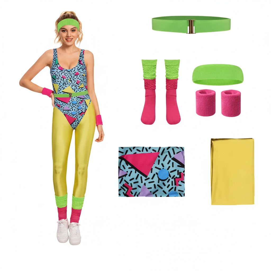 Halloween Costumes Girls Retro Fitness Outfit Set - Image 4