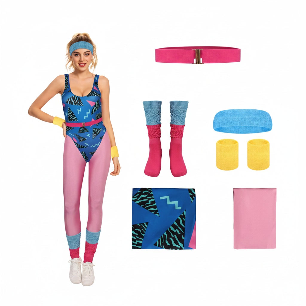 Halloween Costumes Girls Retro Fitness Outfit Set - Image 5