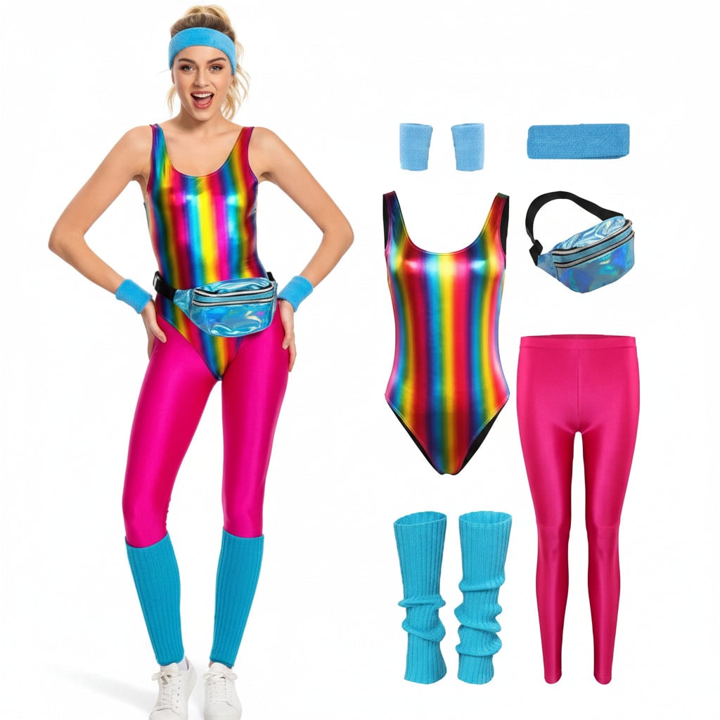 Halloween Costumes Girls Retro Fitness Outfit Set - Image 7
