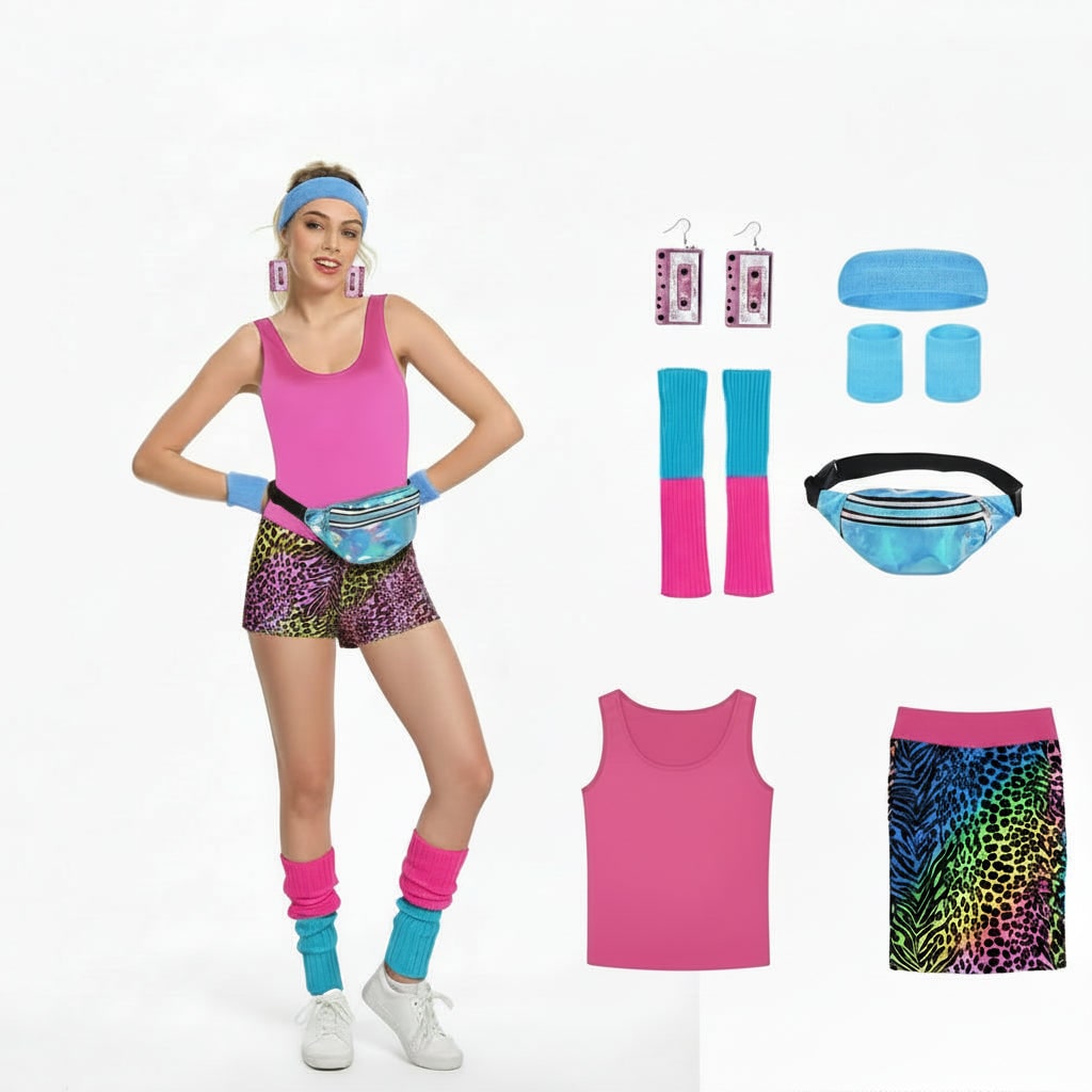 Halloween Costumes Girls Retro Fitness Outfit Set - Image 8