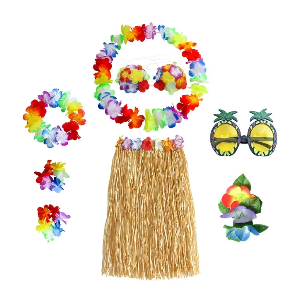 Halloween Costumes Hawaiian Hula Party Outfit Set - Image 11