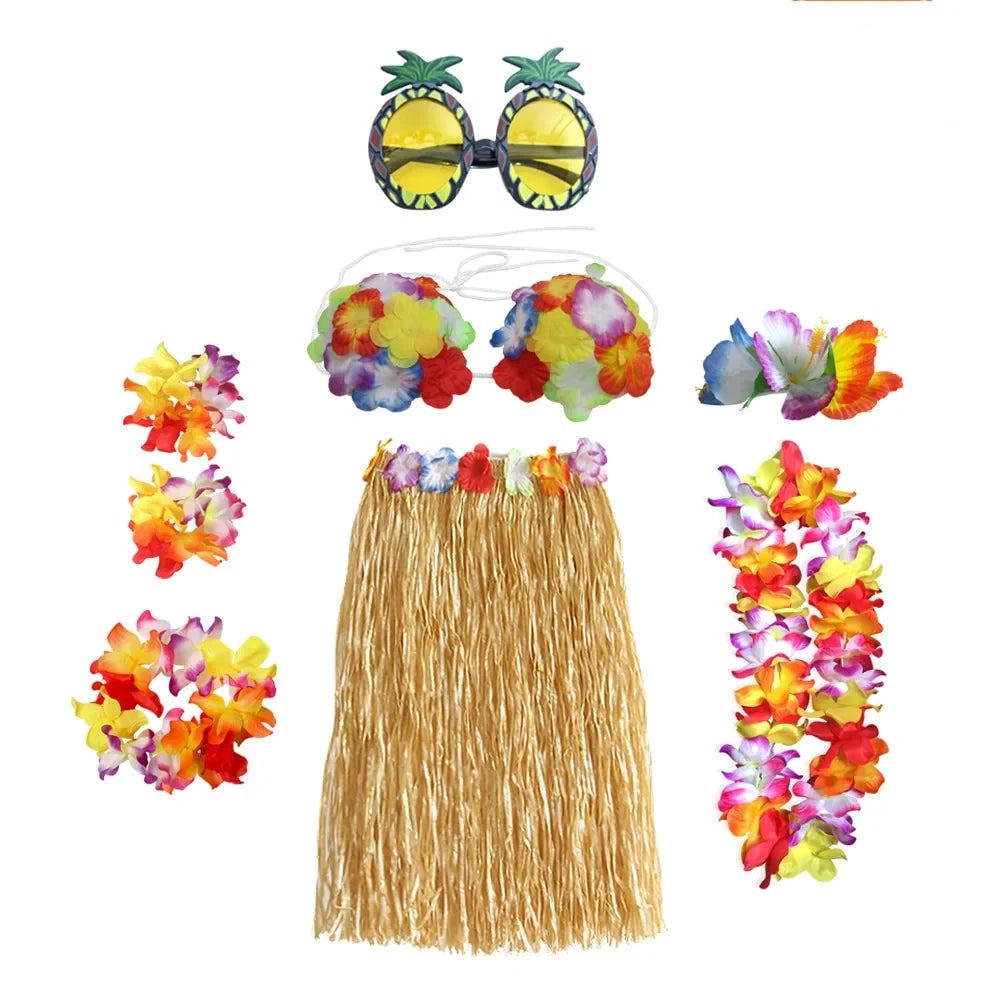 Halloween Costumes Hawaiian Hula Party Outfit Set - Image 12