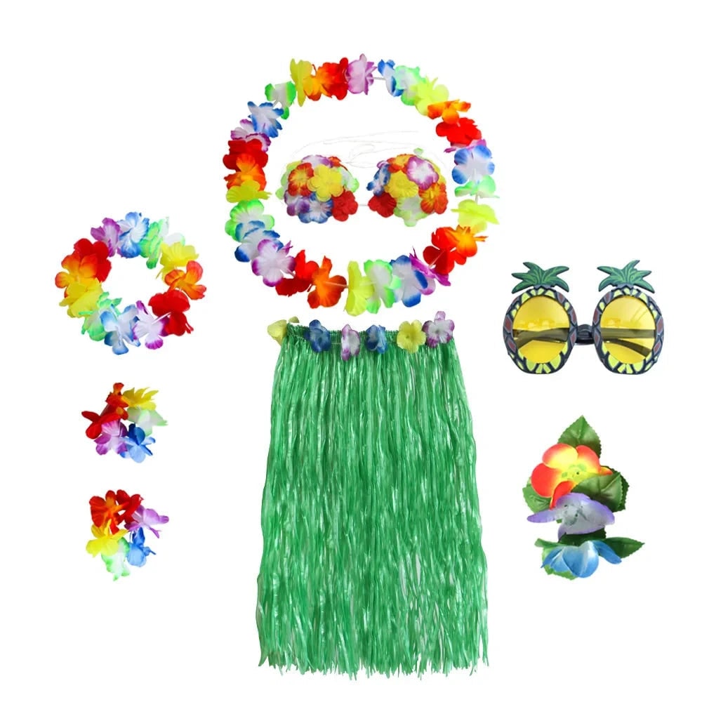 Halloween Costumes Hawaiian Hula Party Outfit Set - Image 3