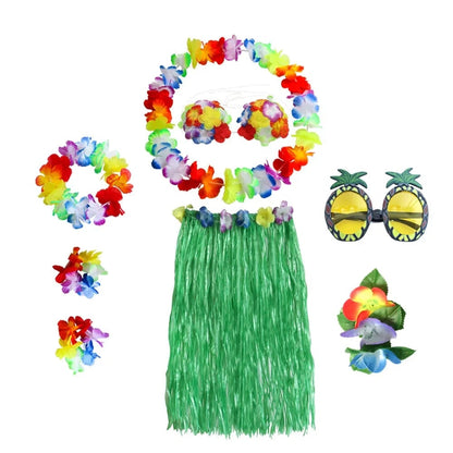 Halloween Costumes Hawaiian Hula Party Outfit Set - Image 3