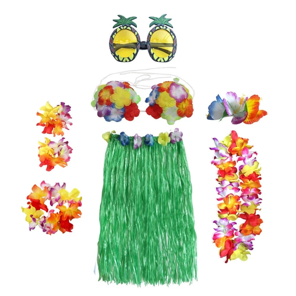 Halloween Costumes Hawaiian Hula Party Outfit Set - Image 4