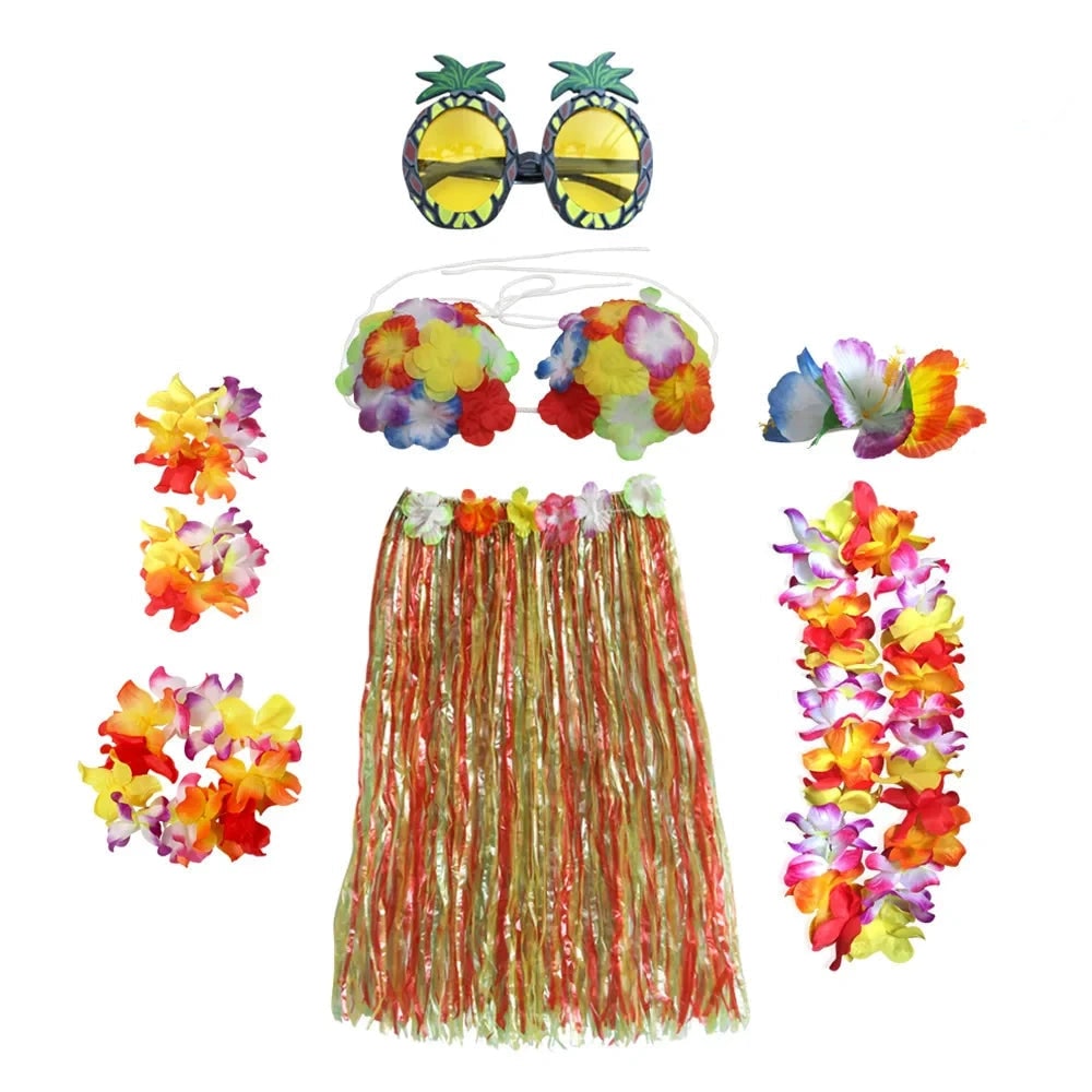 Halloween Costumes Hawaiian Hula Party Outfit Set - Image 6