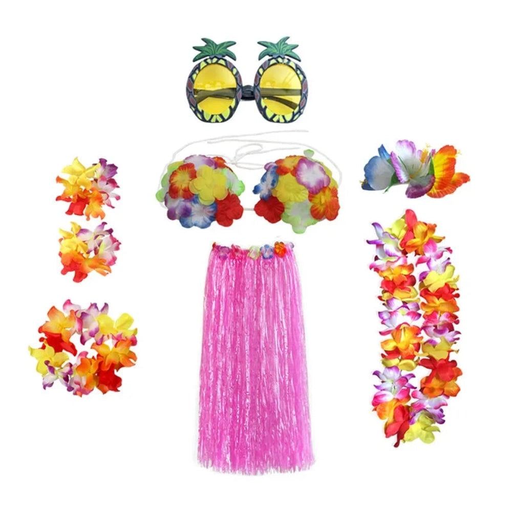 Halloween Costumes Hawaiian Hula Party Outfit Set - Image 7