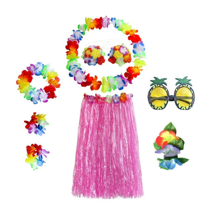 Halloween Costumes Hawaiian Hula Party Outfit Set - Image 8