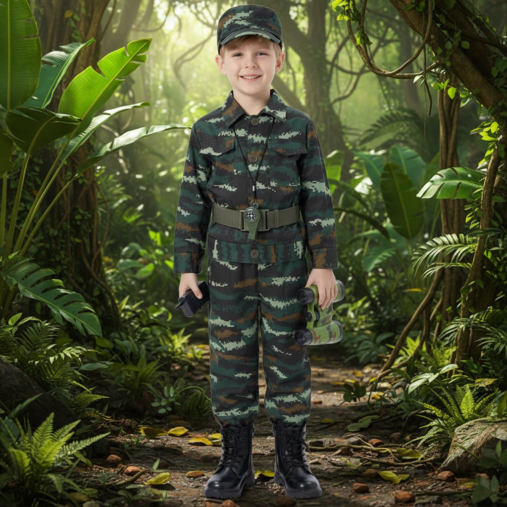 Halloween Costumes Kids Camo Soldier Set Adventure Outfit - Image 1