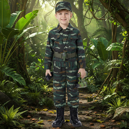 Halloween Costumes Kids Camo Soldier Set Adventure Outfit - Image 1