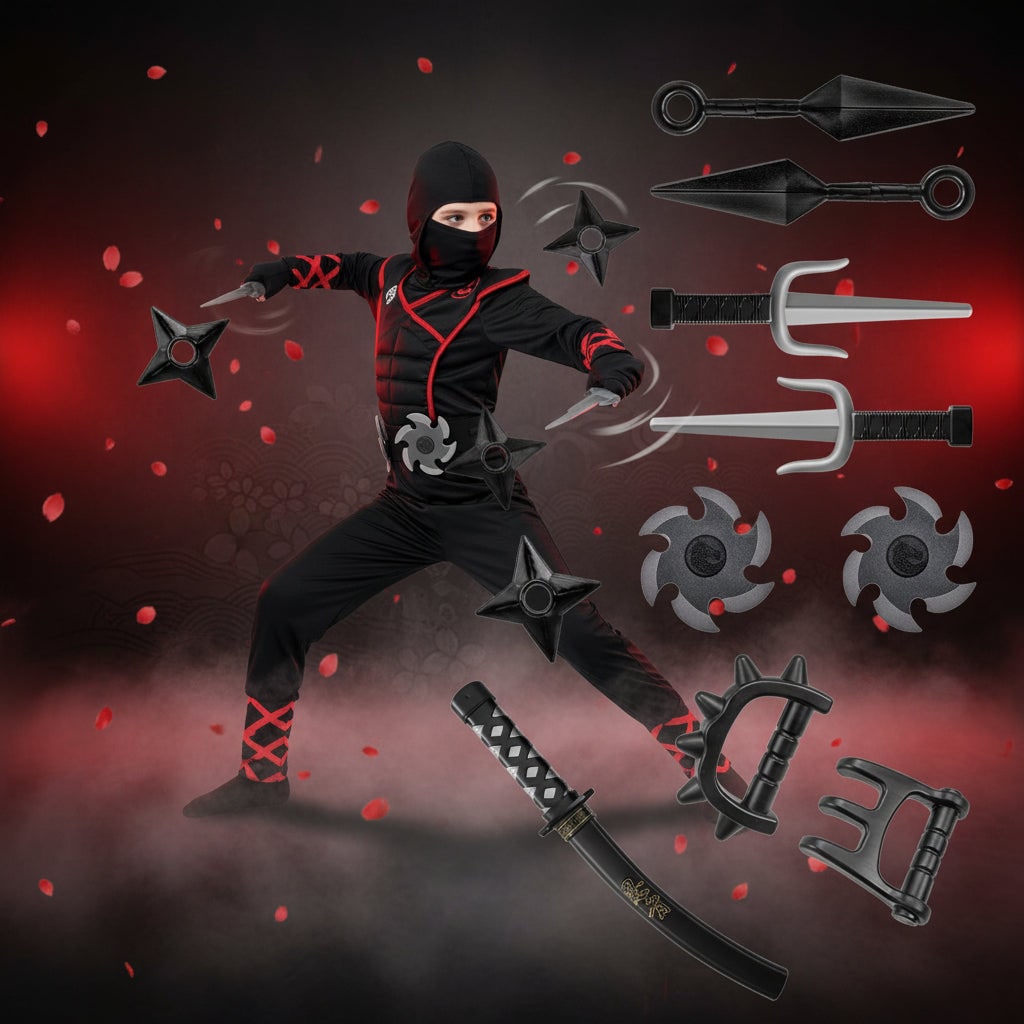 Halloween Costumes Kids Ninja Outfit Set - Image 1