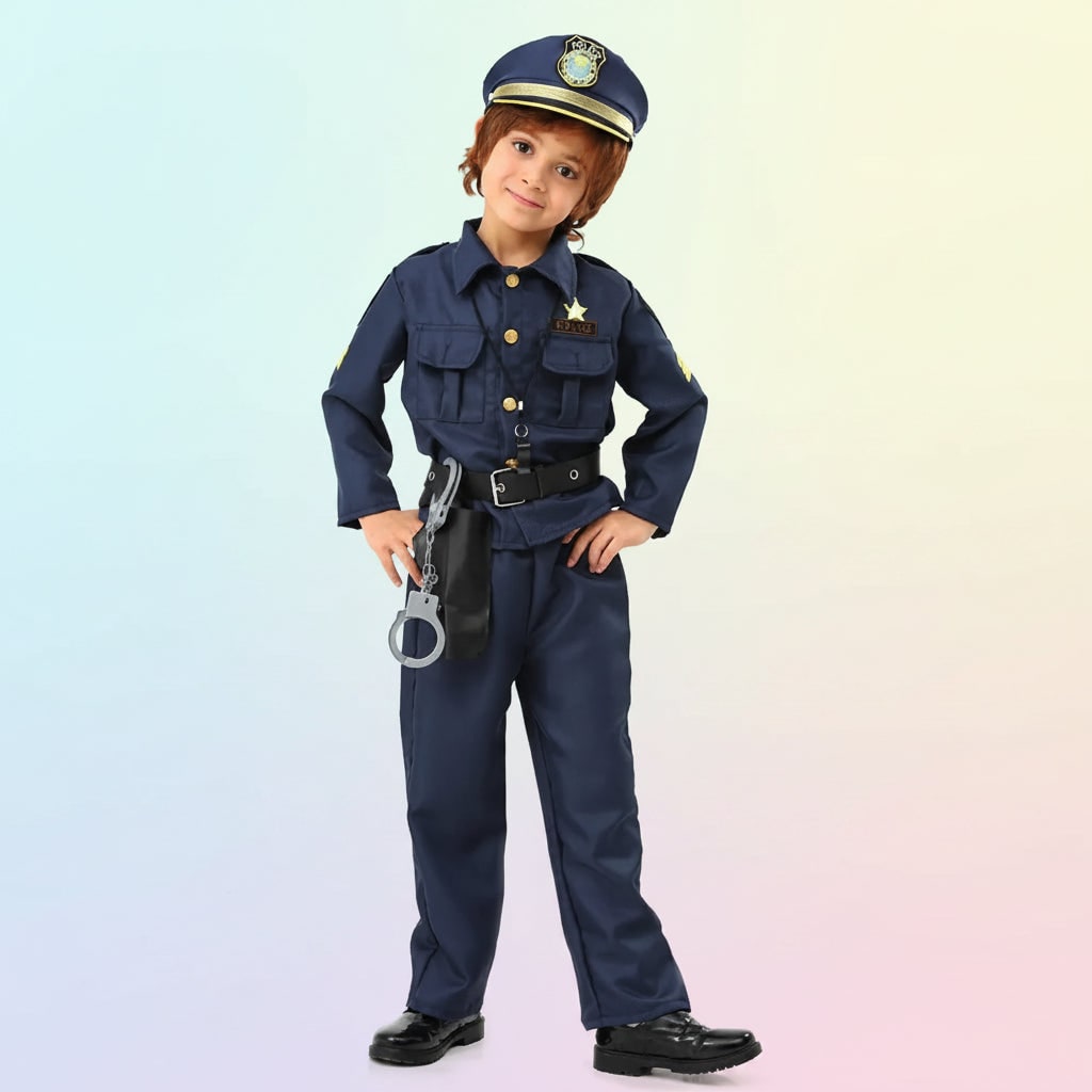 Halloween Costumes Kids Police Uniform Role Play Outfit - Image 1