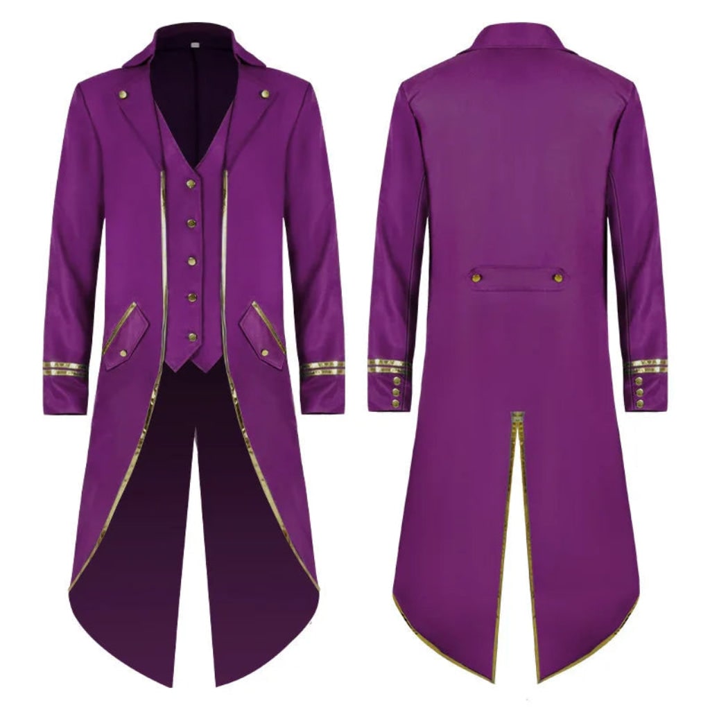 Halloween Costumes Mens Vintage Tailcoat Coat Adult Party Outfit - Image 3