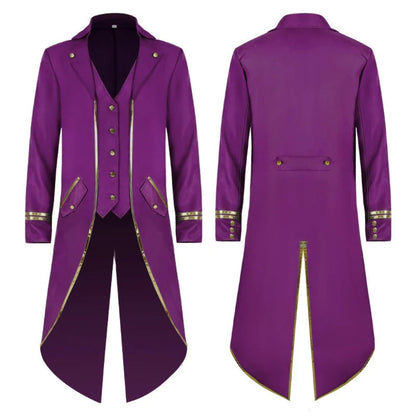 Halloween Costumes Mens Vintage Tailcoat Coat Adult Party Outfit - Image 3