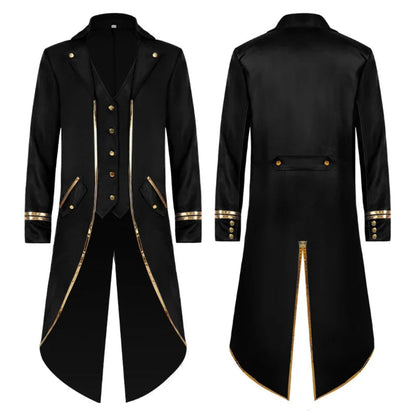 Halloween Costumes Mens Vintage Tailcoat Coat Adult Party Outfit - Image 5