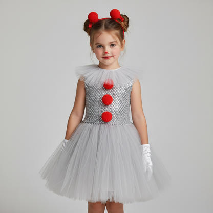 Halloween Costumes Party Clown Jumpsuit Mask Collar - Image 1