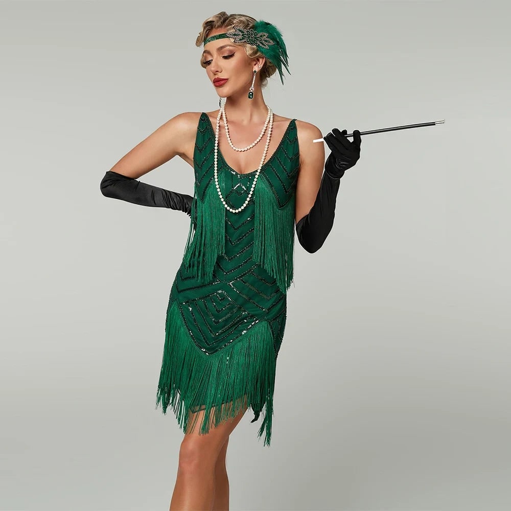 Halloween Costumes Womens Flapper Fringe Dress - Image 1