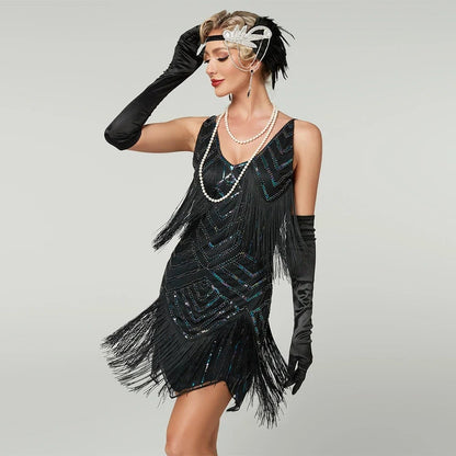 Halloween Costumes Womens Flapper Fringe Dress - Image 2