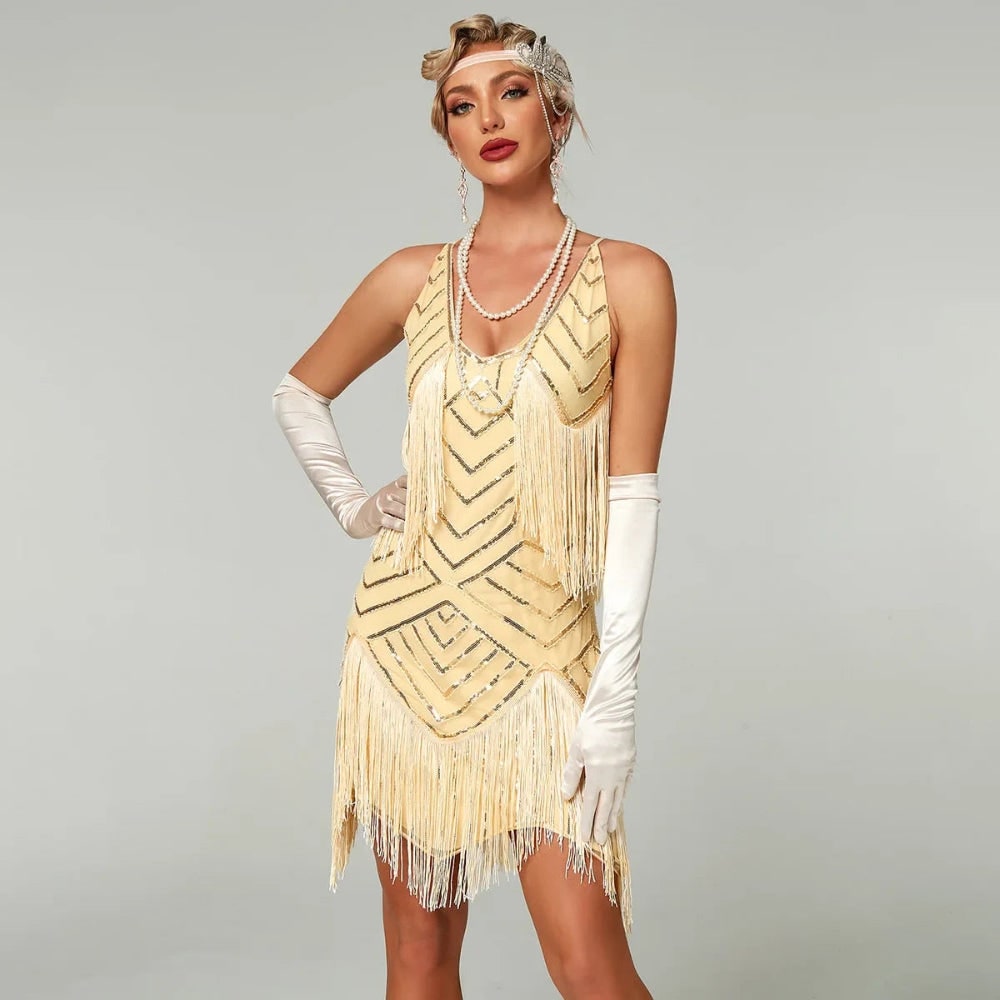 Halloween Costumes Womens Flapper Fringe Dress - Image 4