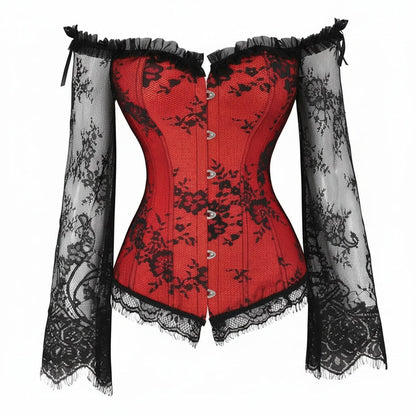 Halloween Costumes Womens Gothic Corset Lace Sleeve Outfit - Image 1