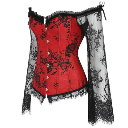 Halloween Costumes Womens Gothic Corset Lace Sleeve Outfit - Image 2
