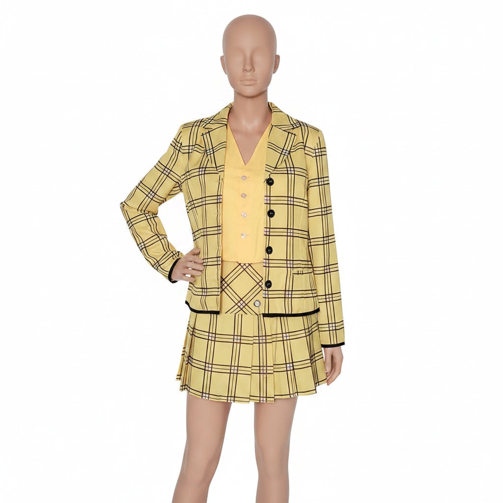 Halloween Costumes Womens Plaid Blazer Skirt Set - Image 2