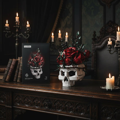 Halloween Decoration Skull Design Gothic Flower Arrangement - Image 2
