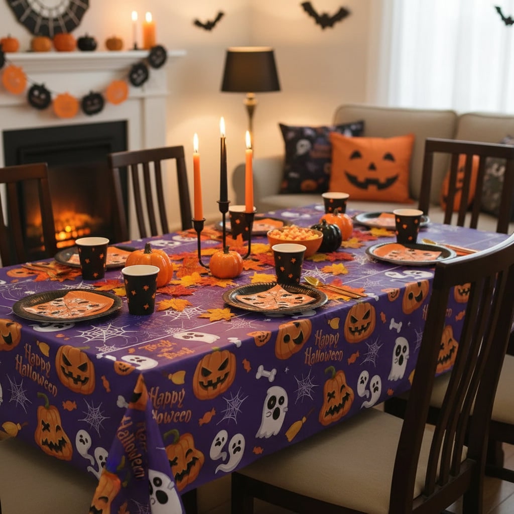 Halloween Decoration Tablecloth Party Spiderweb Pattern - Image 3