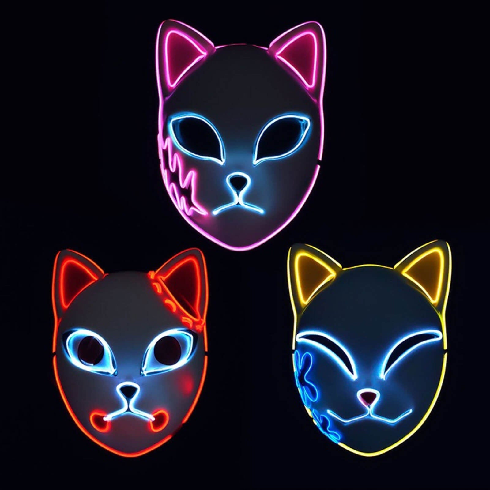 Halloween Mask Cat Design LED Light-Up Costume Light Up Mask - Image 2