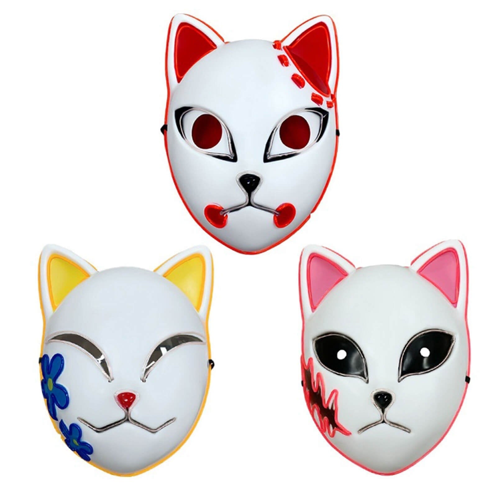 Halloween Mask Cat Design LED Light-Up Costume Light Up Mask - Image 6