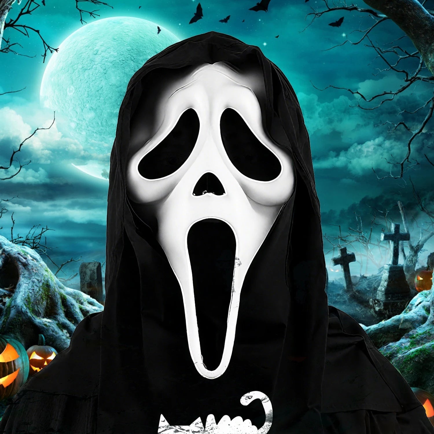 Halloween Mask Horror Cloak Costume Set Adults - Image 1