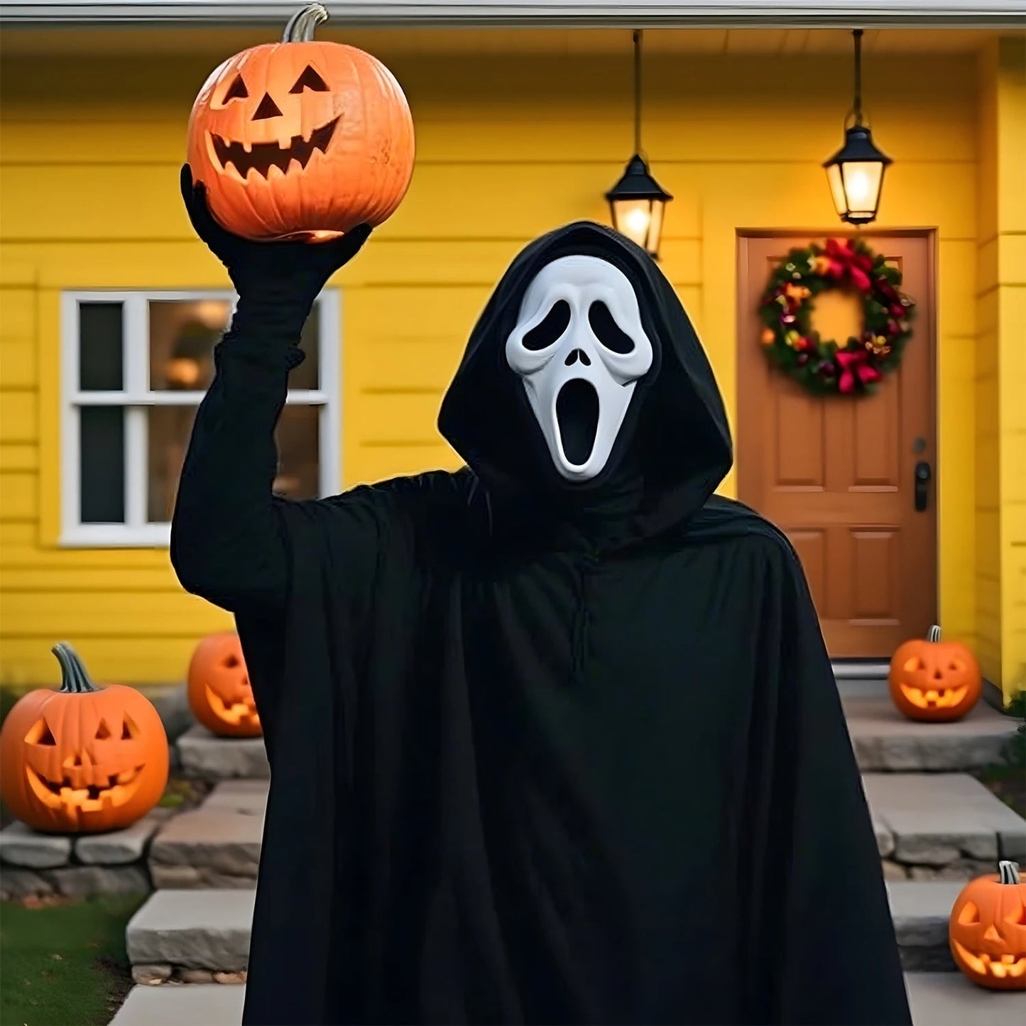 Halloween Mask Horror Cloak Costume Set Adults - Image 4
