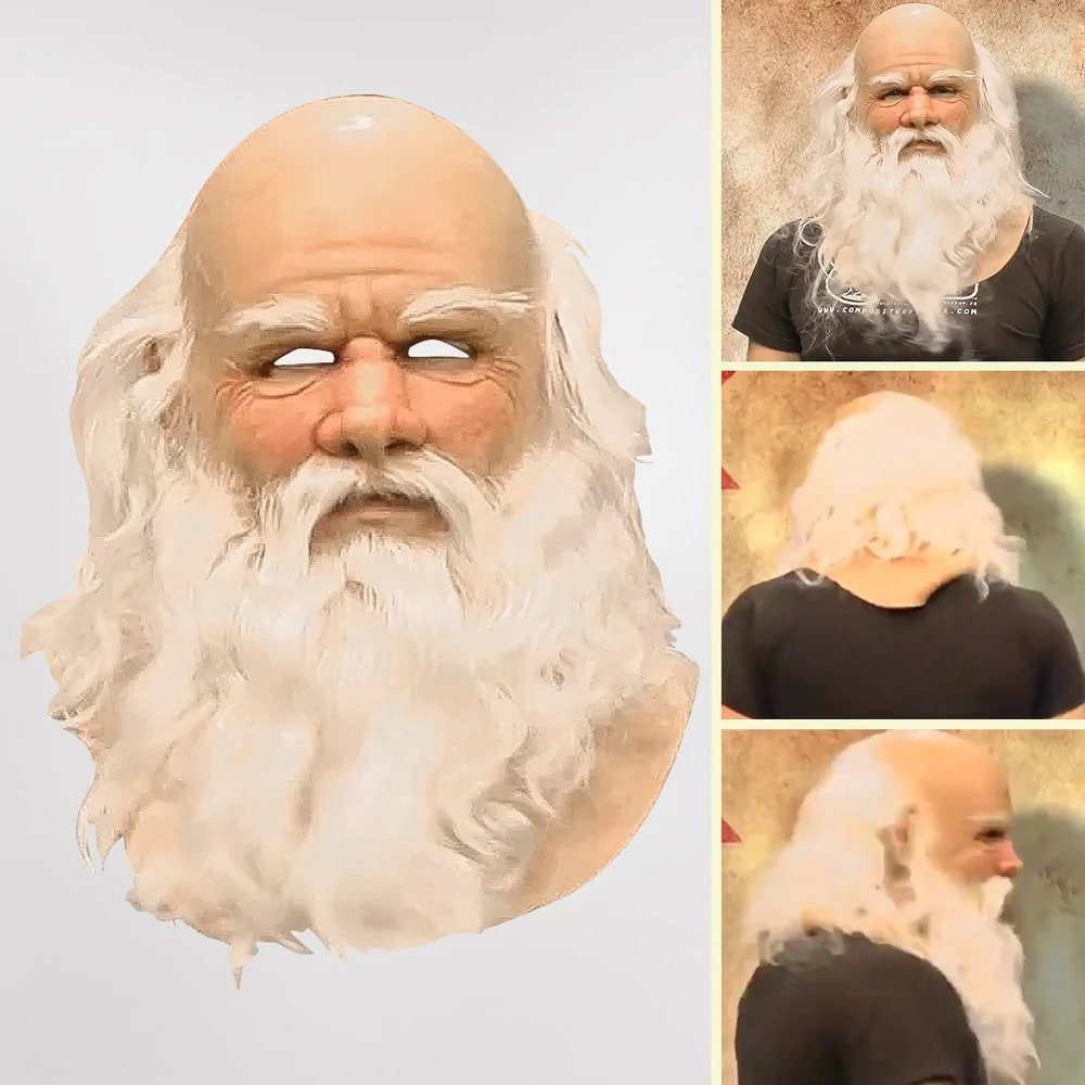 Halloween Mask Santa Realistic Beard Design Christmas Mask - Image 1