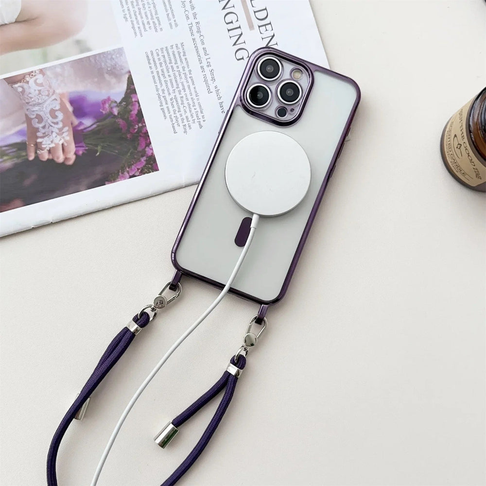 Funda para teléfono con correa cruzada y cordón MagSafe
