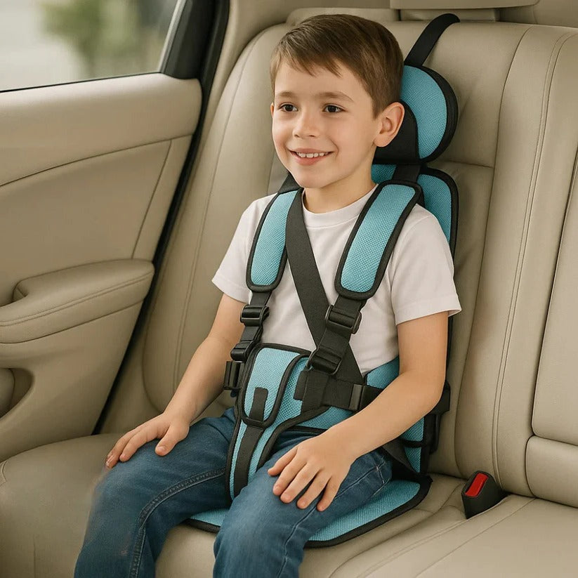 Cadeira Auto Infantil Portátil Dobrável com Arnês de Segurança para Viagem