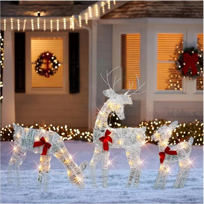 Christmas Outdoor Decorations Lighted Reindeer Family Yard Display