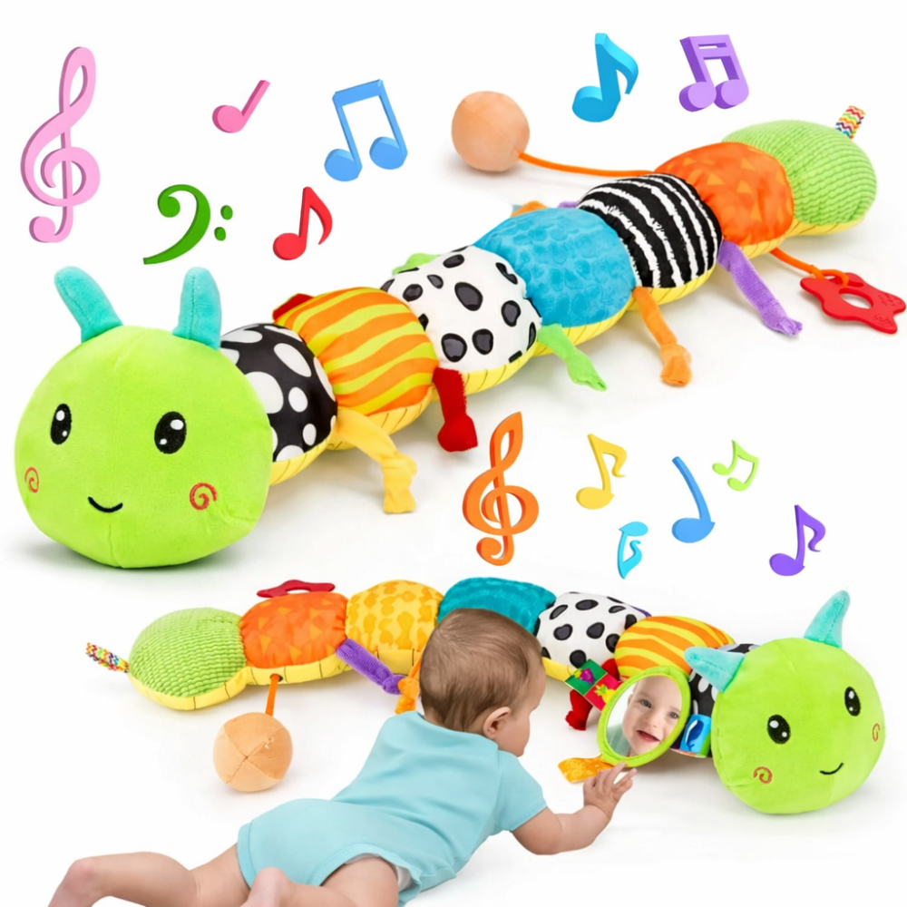 Babyspielzeug Sinnesraupe Plüsch Musikalisches Bauchspielzeug
