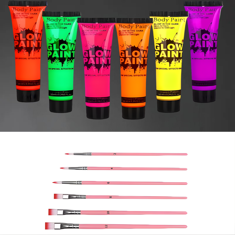 Fodbold UV Glow Body Paint Sæt Neon Ansigt