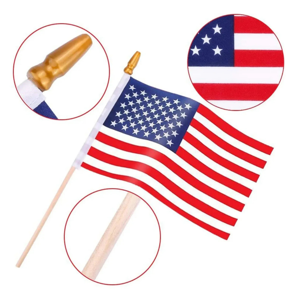 Mini banderas de mano con palo de la bandera de EE. UU. para eventos deportivos