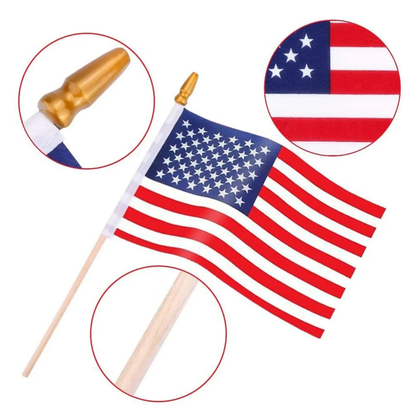 Mini banderas de mano con palo de la bandera de EE. UU. para eventos deportivos