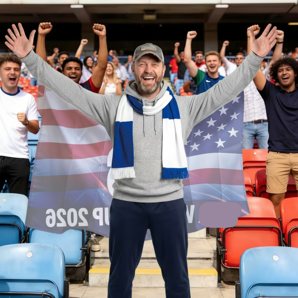 Mantello da tifoso con bandiera USA per Coppa del Mondo, striscione sportivo multifunzione