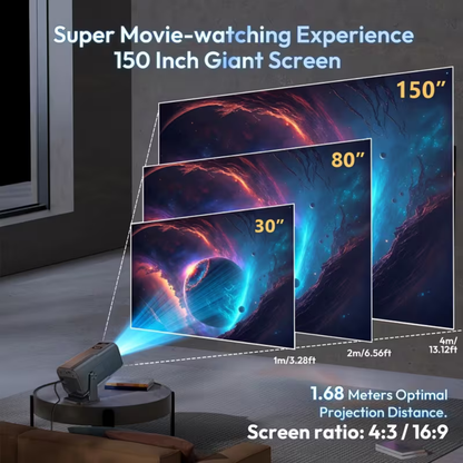 Smart Mini Beamer 1080P Streaming Kabellos Tragbares Heimkino