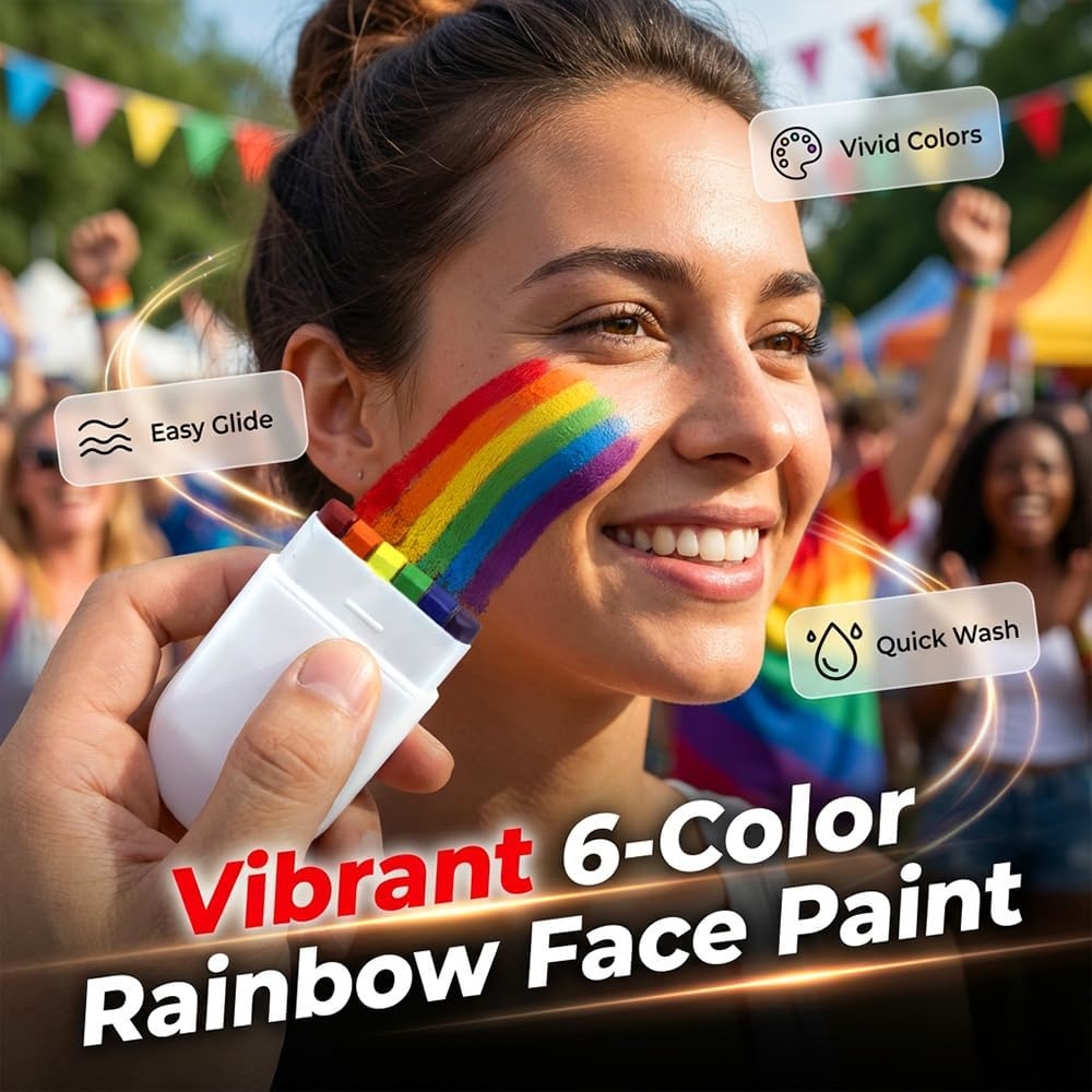 Regenbogen-Gesichtsbemalungsstift für Sportveranstaltungen und Festivals